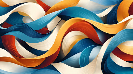Abstract swirling waves, blue, orange, and white colors, background design, website banner