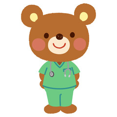 スクラブを着たクマのお医者さん