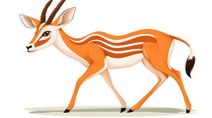 Cute gazelle walking, African savanna background, wildlife illustration, children's book