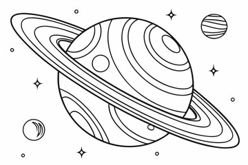 Planet. Coloring page. Coloring book. Drawing of a planet isolated on a white background. Vector outline