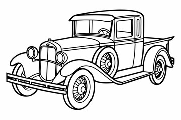 antique truck. Coloring page. Coloring book. Drawing of a antique truck isolated on a white background. Vector outline