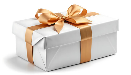 Elegant White Gift Box with Gold Ribbon