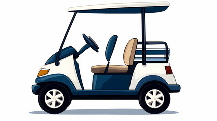 Golf cart on white background, leisure activity, sunny day, outdoor recreation
