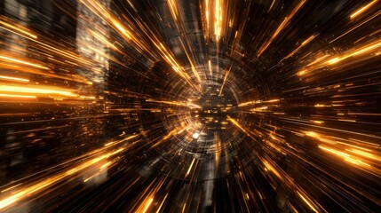 Dynamic Motion Effect with Bright Orange Lines and Dark Background Representing Speed and Energy in a Cosmic Scene