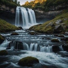Fototapeta premium How does the energy of a waterfall impact the land and people who live near it?