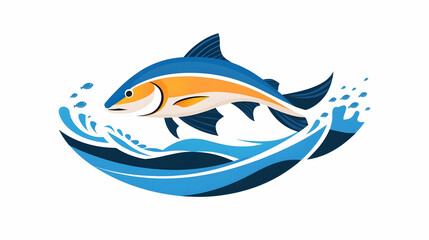 Salmon leaping ocean wave;  fresh seafood;  packaging design