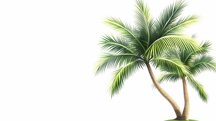 Tropical paradise Two palm trees on a small island, against a white background. Ideal for travel brochures