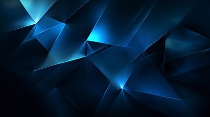 Obraz premium Digital technology background with glowing light and dark blue abstract geometric shapes, creating an immersive virtual space.