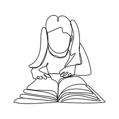 Single one-line drawing of a world International Children's Book Day. World book day concept. Continuous line drawing design graphic vector illustration,