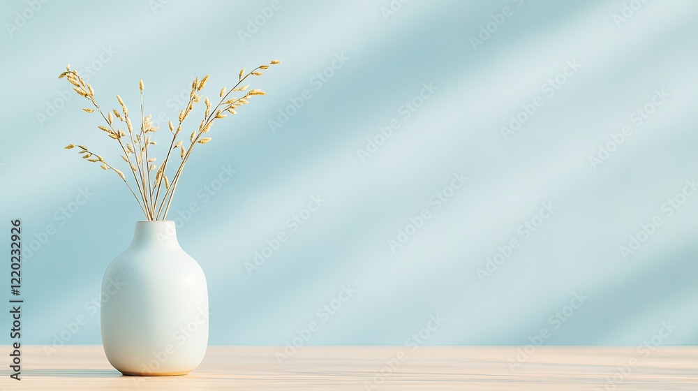 Poster minimalistic composition featuring blurred background with single clean object in foreground