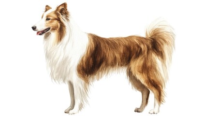 Fototapeta premium Beautifully illustrated collie dog standing gracefully with a vibrant background showcasing nature