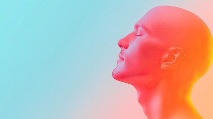 Obraz premium silhouette of human head with soft gradient overlay transitioning between warm and cool colors to symbolize emotions