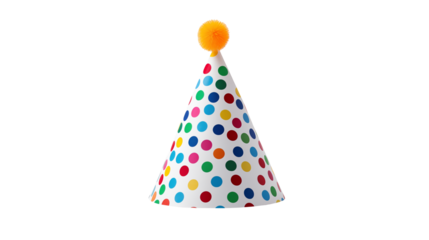 Colorful Party Hat with Polka Dots for Festive Celebrations isolated on transparent background