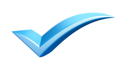 3D Shiny Blue Check Mark Approval Success and Confirmation Icon isolated on transparent background