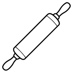 Detailed Rolling Pin Line Art Vector