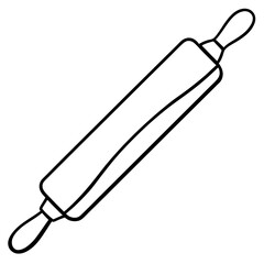 Detailed Rolling Pin Line Art Vector
