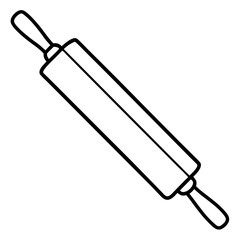 Detailed Rolling Pin Line Art Vector