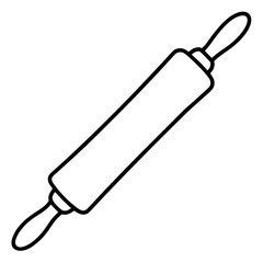 Detailed Rolling Pin Line Art Vector