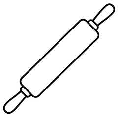 Detailed Rolling Pin Line Art Vector