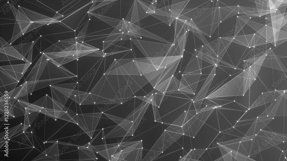 Poster white plexus dot abstract technology futuristic network with loop black background. technology abstr