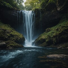 Obraz premium Write about a dream where you are standing beneath a waterfall, feeling at peace.