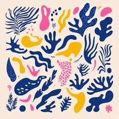 Naklejka premium Colorful Abstract Doodle Pattern Seamless Background Design for Kids Trendy Projects