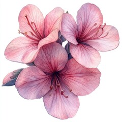 Beautiful pink flowers with delicate petals arranged artistically on a white background, ideal for nature-themed designs