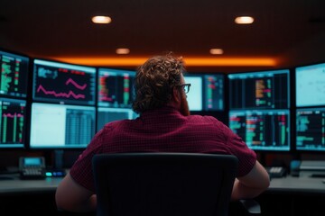 Investor reviewing stock market performance on a sleek financial dashboard, [investment strategy], [wealth management],