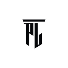 PL monogram logo design letter text name symbol monochrome logotype alphabet character simple logo