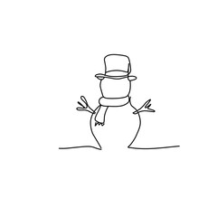 Snowman doodle line illustration © Candra