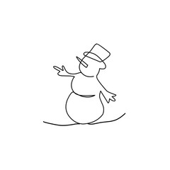 Snowman doodle line illustration