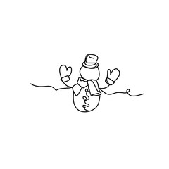 Snowman doodle line illustration © Candra
