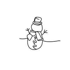 Snowman doodle line illustration