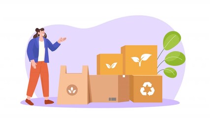 Woman In Business with Eco-Packaging Stock Art Animation Template