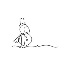 Snowman doodle line illustration © Candra