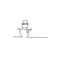 Snowman doodle line illustration © Candra