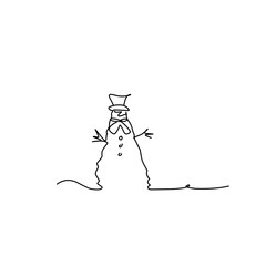 Snowman doodle line illustration © Candra