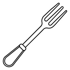 Fork Line Drawing in Vector Style