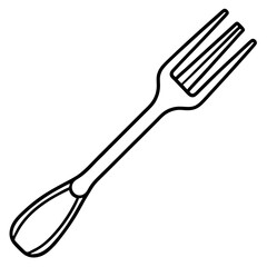 Fork Line Drawing in Vector Style