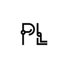 PL monogram logo design letter text name symbol monochrome logotype alphabet character simple logo