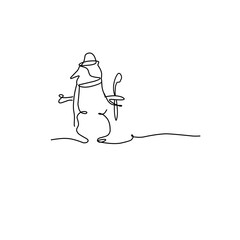 Snowman doodle line illustration