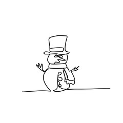 Snowman doodle line illustration © Candra