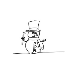 Snowman doodle line illustration © Candra
