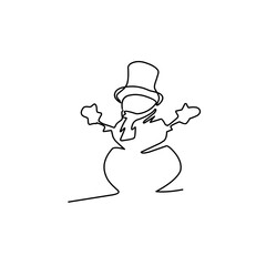 Snowman doodle line illustration
