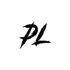 PL monogram logo design letter text name symbol monochrome logotype alphabet character simple logo