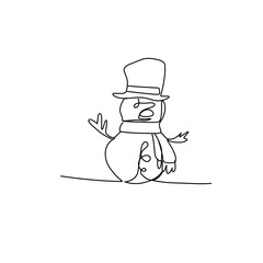 Snowman doodle line illustration © Candra