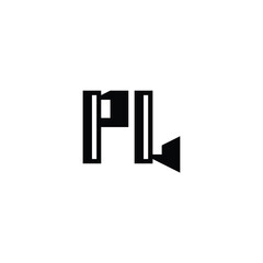 PL monogram logo design letter text name symbol monochrome logotype alphabet character simple logo