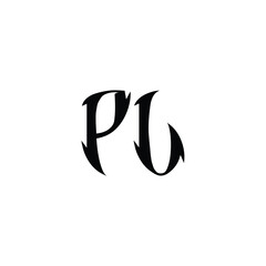PL monogram logo design letter text name symbol monochrome logotype alphabet character simple logo