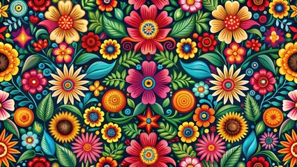 Vibrant Floral Motifs Wallpaper