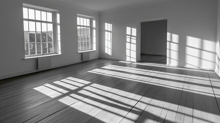 Obraz premium Minimalist composition of light and shadow patterns, window frame abstraction